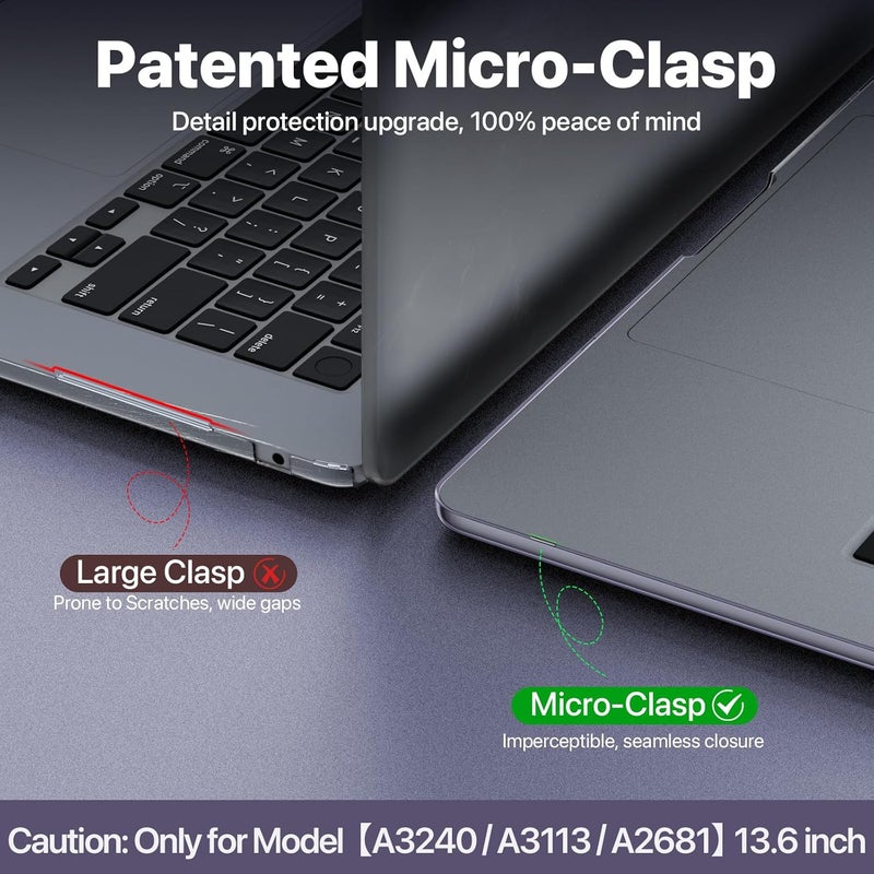 soonjet Compatible with MacBook Air 13 inch Case, Crystal Clear Shell, Fits 2022-2025 M4/M3/M2 Models A3240 A3113 A2681, Color-Matched Transparent Design for All MacBook Air 13.6 inch, Purple - Image 4